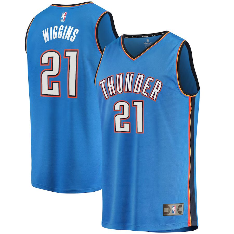 Men Oklahoma City Thunder #21 Aaron Wiggins Fanatics Branded Blue 2021-22 Fast Break Replica NBA Jersey->youth nba jersey->Youth Jersey